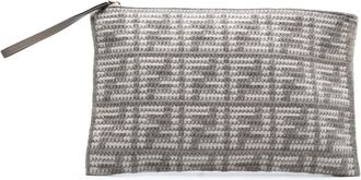 Fendi Pouch FF grande in tessuto intrecciato e pelle di vitello 2010-2025 - Grigio