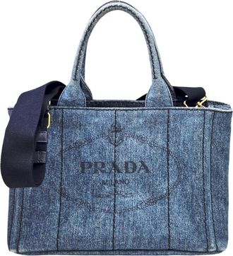 Prada Blue Denim Handbag Shoulder Bag Tote Bag (Pre-Owned)