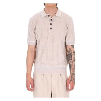 Eleventy Polo Shirts, male, Pink, Size: XL Polo a trecce in lino-cotone