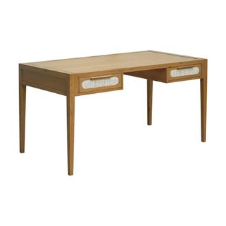 Robin des Bois Escritorio de roble y rejilla de estilo contempor&aacute;neo, 2 marr&oacute;n