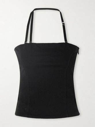 The Attico Top Con Scollo Allamericana In Jersey Stretch - Nero