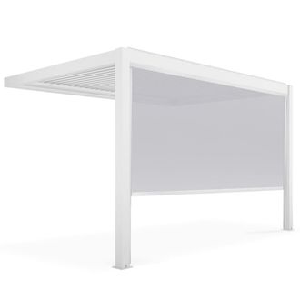Oviala Pérgola bioclimática adosada blanca de 3x4m y 1 toldo de 3,73 x 2,34 m