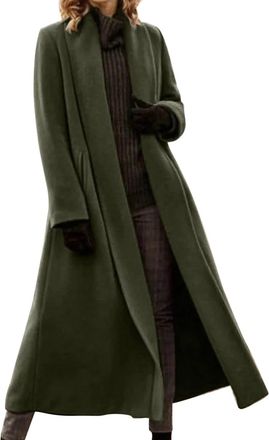 Generic Faux Fur Coat Coats for Women UK Loose-Fitting Jackets with Pockets Jacket for Everyday Wear Comfortable Coats Elegant Coat to Gathering Army Green L