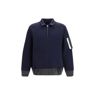 sacai Blue Cotton Polo Mens Shirt
