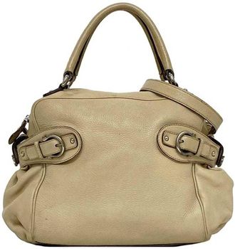 Ferragamo Beige Leather Shoulder Bag Tote Bag (Pre-Owned)