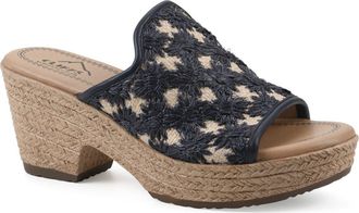 White Mountain Bizzie Platform Wedge Espadrille Sandal in Dark Blue/Fabric at Nordstrom Rack, Size 9.5