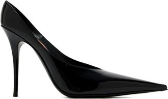 Amina Muaddi Leren pumps - Zwart