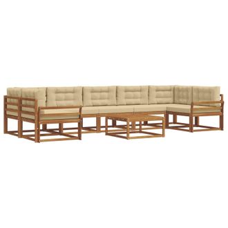 vidaXL Conjunto De Sof&aacute;s De Exterior Con Coj&iacute;n 8 Pcs Natural Y Beige Vidaxl