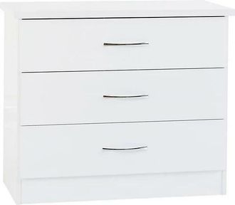 Seconique NEVADA 3 DRAWER CHEST - WHITE GLOSS - SECONIQUE | TJ Hughes