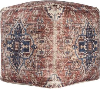 LR Home Lr Home Esra Vintage Distressed Medallion Ottoman Pouf