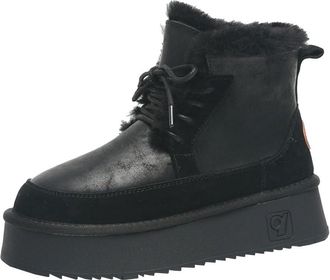 Generic Women snow boots with thick soles and straps cotton shoes with thick velvet waterproof and anti slip versatile short boots (black,5.5)