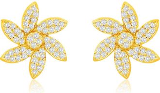 Suzy Levian 14K Gold Diamond Flower Stud Earrings - 0.20ct. in Yellow at Nordstrom Rack