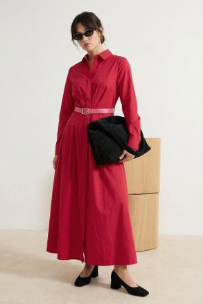 Trendyol Modest Dames Roze Effen Maxi Lang Casual Skater Modest Jurken