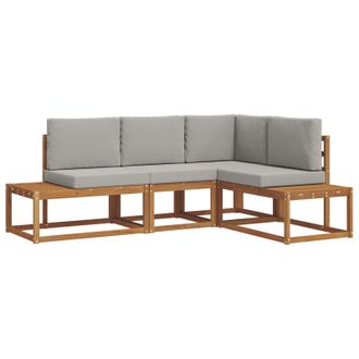 vidaXL Conjunto De Sof&aacute;s De Exterior 4 Pieza Gris Natural Y Claro Vidaxl