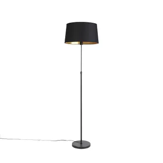 QAZQA Lampada Da Terra Con Paralume Parte Fl - Classico - Acciaio,cotone - Nero - Cilindro/oblungo/tondo Max. 1 X Watt - Qazqa