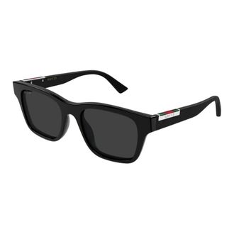 Gucci Zonnebril - Heren - Zonnebrillen - Zwart - 52 MM - Leer - Accessoires