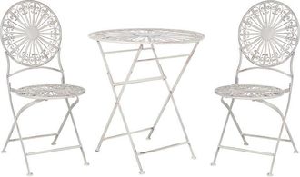 Beliani Conjunto De Balc&oacute;n 2 Plazas De Metal Blanco Crema Mesa Sillas Retro Franc&eacute;s Scafa