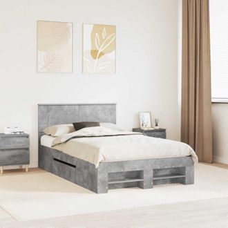vidaXL Estructura De Cama Con Cabecera Gris Concreto 120 X 200 Cm Vidaxl