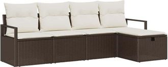 vidaXL Vidaxl - Garden Sofa Set 6 pcs Black, Cream 55 x 55 x 37 cm Poly Rattan