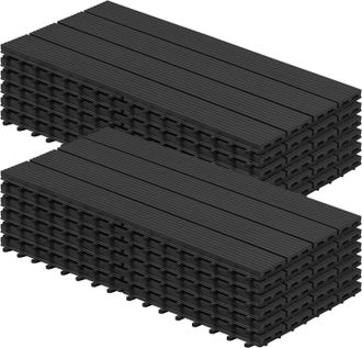 Woltu Woltu 12x Suelo Exterior Entrelazado Wpc, Juego De 6 Baldosas De Jard&iacute;n Entrelazadas, 30 X 60 Cm, Antracita