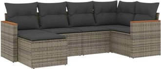 vidaXL Vidaxl - Set De Muebles De Jard&iacute;n 6 Pzas Y Cojines Rat&aacute;n Sint&eacute;tico Gris