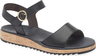Paul Green Tippi Ankle Strap Platform Wedge Sandal in Black Leather at Nordstrom, Size 10.5Us