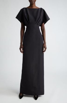Carolina Herrera Fan Bodice Silk Faille Column Gown in Black at Nordstrom, Size 12