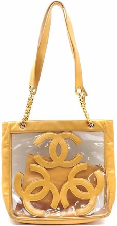 Chanel Clear Orange Vinyl Leather Tote Bag (Pre-Owned)