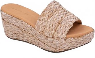 Chocolat Blu Womens Yunis Raffia Wedge Sandal In Natural
