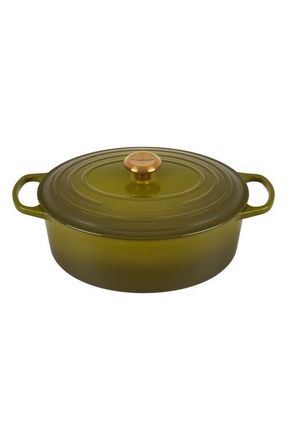 LE CREUSET Signature 6.75-Quart Oval Enamel Cast Iron French/Dutch Oven with Lid in Olive at Nordstrom