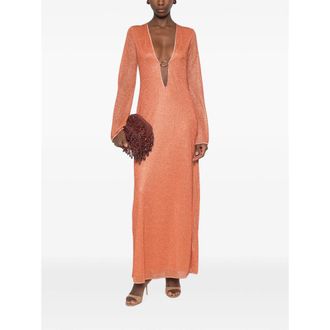 Os&eacute;ree Lurex Evening Dress - Orange