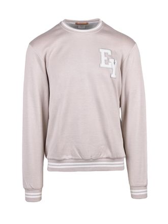Eleventy Beige Cotton Polyamide Men Crew Neck Sweatshirt