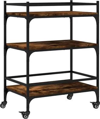 vidaXL Carrito De Cocina Madera Ingenier&iacute;a Roble Ahumado 65x40x86,5 Cm Vidaxl