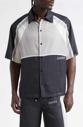 Amiri MA Quad Panel Ovesize Satin Button-Up Shirt in Black at Nordstrom, Size Xxx-Large