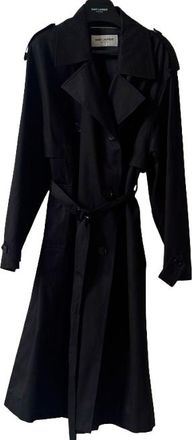 Saint Laurent Black Cotton Trench Coat