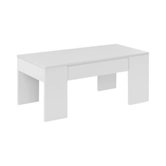 Dmora Mesa de centro efecto madera blanco brillo 108x45h50 cm