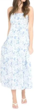 Blu Pepper Watercolor Floral Midi Dress In Light Blue