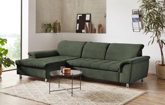 Domo Collection Ecksofa »Franzi, zeitlos und elegant, moderne Sitzheftung, L-Form« wahlweise mit Kopfteilverstellung (dann Tiefe: 170 cm)
