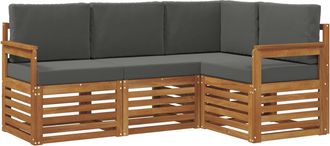 vidaXL Conjunto De Sof&aacute;s De Exterior 4 Uds. Natural Y Antracita Vidaxl