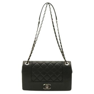 Chanel Pre-owned Mademoiselle Vintage Double Flap Chain Shoulder Bag - Dames - Pre-owned - Zwart - Maat: ONE Size Leer