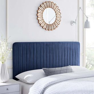 Casa Aurora Blue Plush Double 26 inch Strutted Headboard