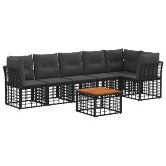 vidaXL Conjunto De Sof&aacute;s De Jard&iacute;n 7 Uds. Negro Y Gris Oscuro Vidaxl
