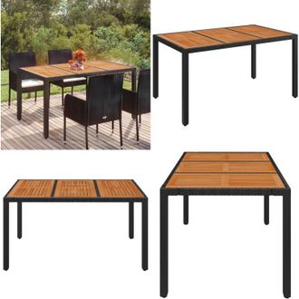vidaXL Tavolo da Giardino Piano in Legno Nero 150x90x75 cm Polyrattan - Tavolo in legno - Polyrattan