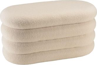 Macabane Banco con espacio de almacenamiento en tejido de rizo blanco L85cm