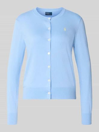 Polo Ralph Lauren Regular Fit Strickjacke aus Baumwoll-Mix in Hellblau, Gr&ouml;&szlig;e XXL