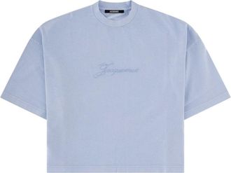 Jacquemus Blue Cropped Boxy Crewneck T-Shirt