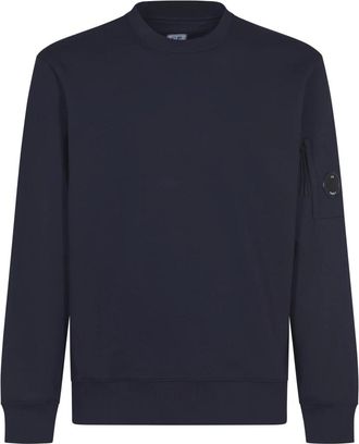 C.P. Company Diagonal Raised Fleece Crew Neck Lens Sweatshirt - Heren - Sweatshirts - Blauw - S - Katoen - Hoodies & sweatvesten