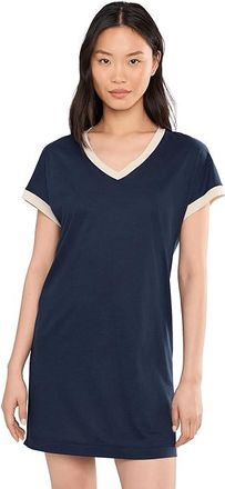 Hanro Laura Short Sleeve Big Shirt Nightgown Womens Pajama Deep Navy : SM, Cotton