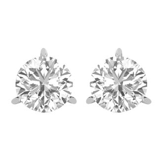 Diamond2Deal 14K White Gold 0.50 Ct Round Lab Grown Diamond Solitaire Stud Earrings Color- E-F, Clarity- VS1