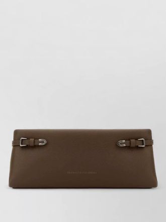 Brunello Cucinelli leather clutch bag rectangular shape buckle